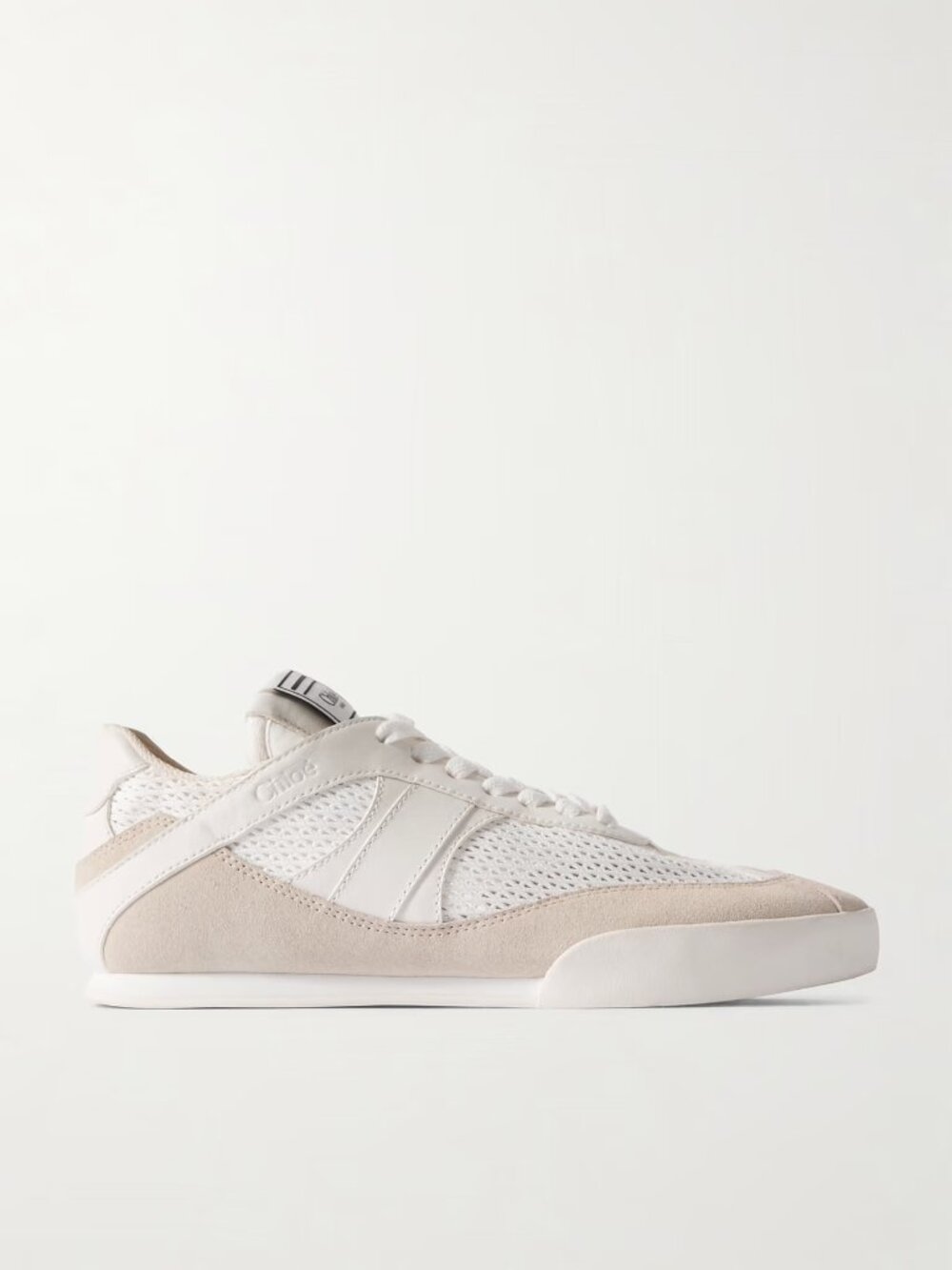 White Chloe Kick Leather and Mesh Sneakers